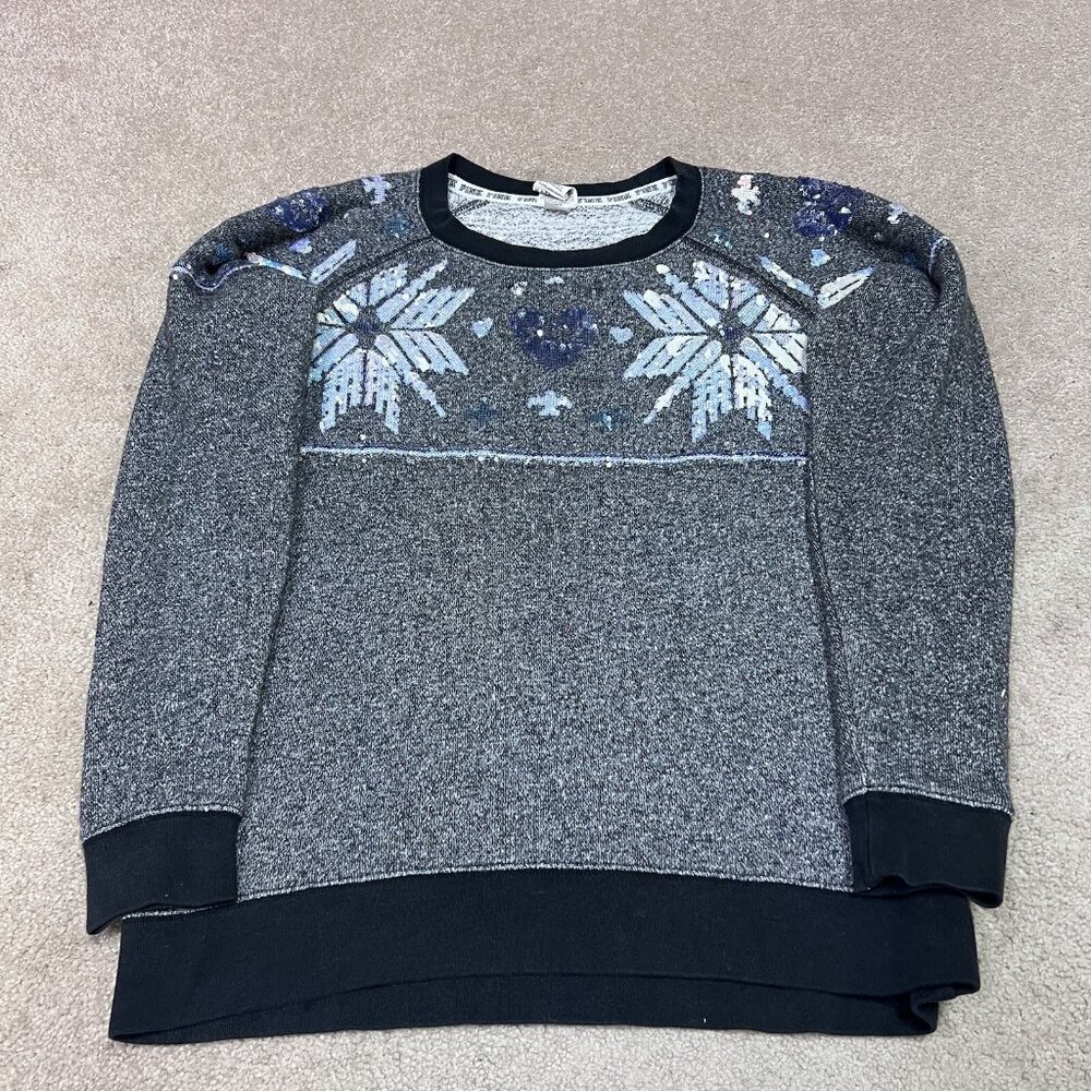 Victoria’s Secret PINK Sweatshirt Sequin Women’s Gray Long Sleeve Pullover XS - Picture 5 of 10